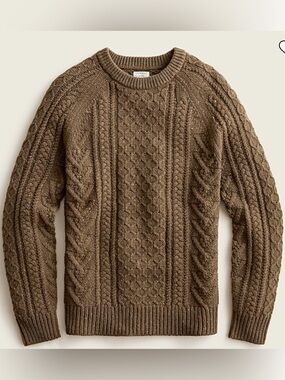 J. Crew Rugged Merino Wool Cable Knit Sweater in Donegal